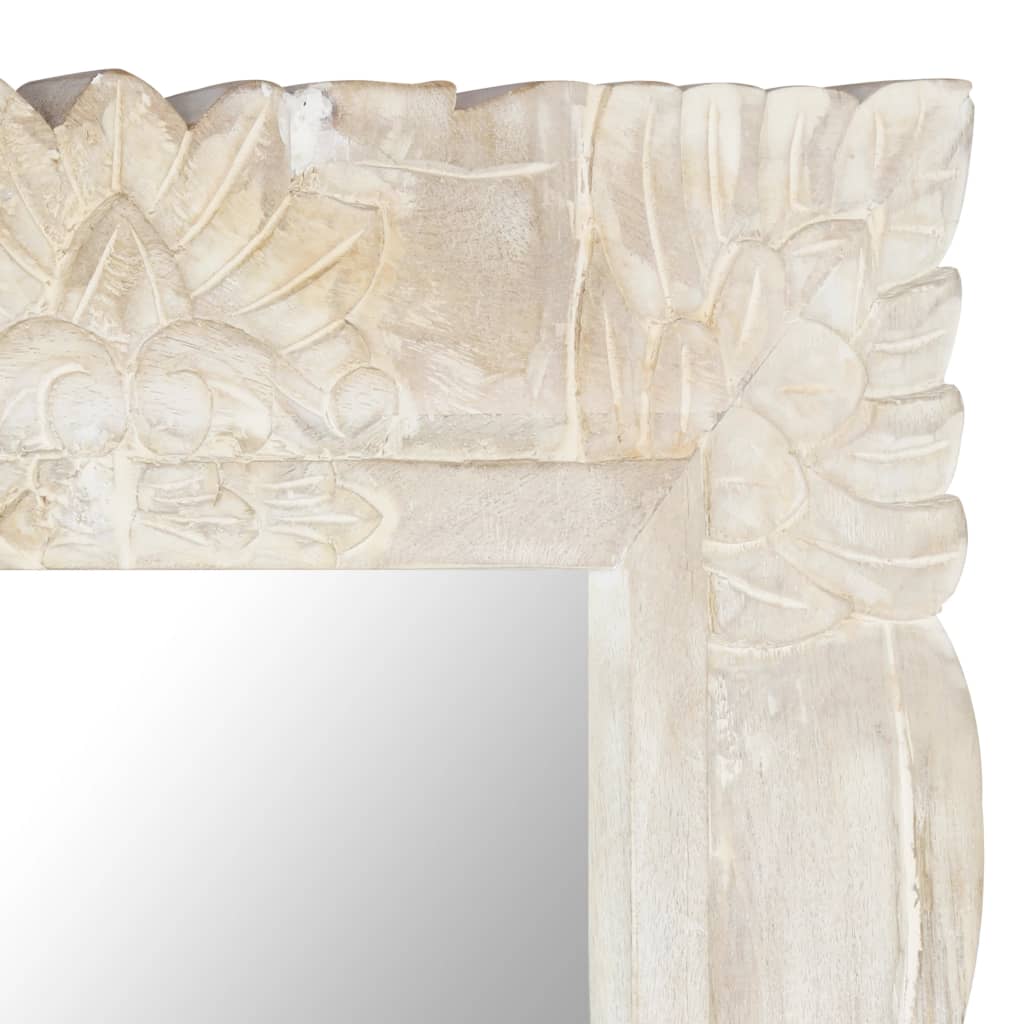 vidaXL Καθρέφτης Λευκός 110 x 50 εκ. από Μασίφ Ξύλο Μάνγκο