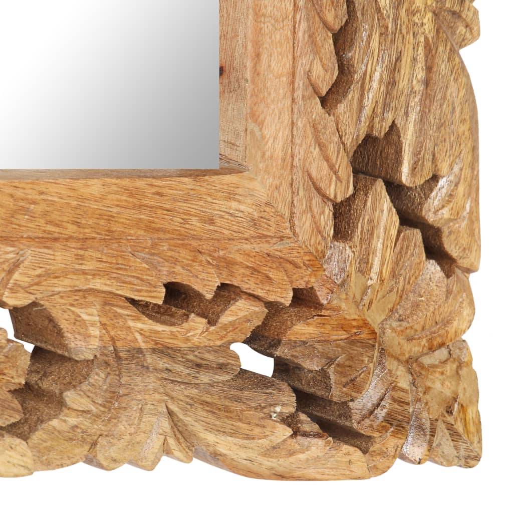 vidaXL Καθρέφτης Σκαλιστός στο Χέρι Καφέ 80x50 εκ. Μασίφ Ξύλο Μάνγκο