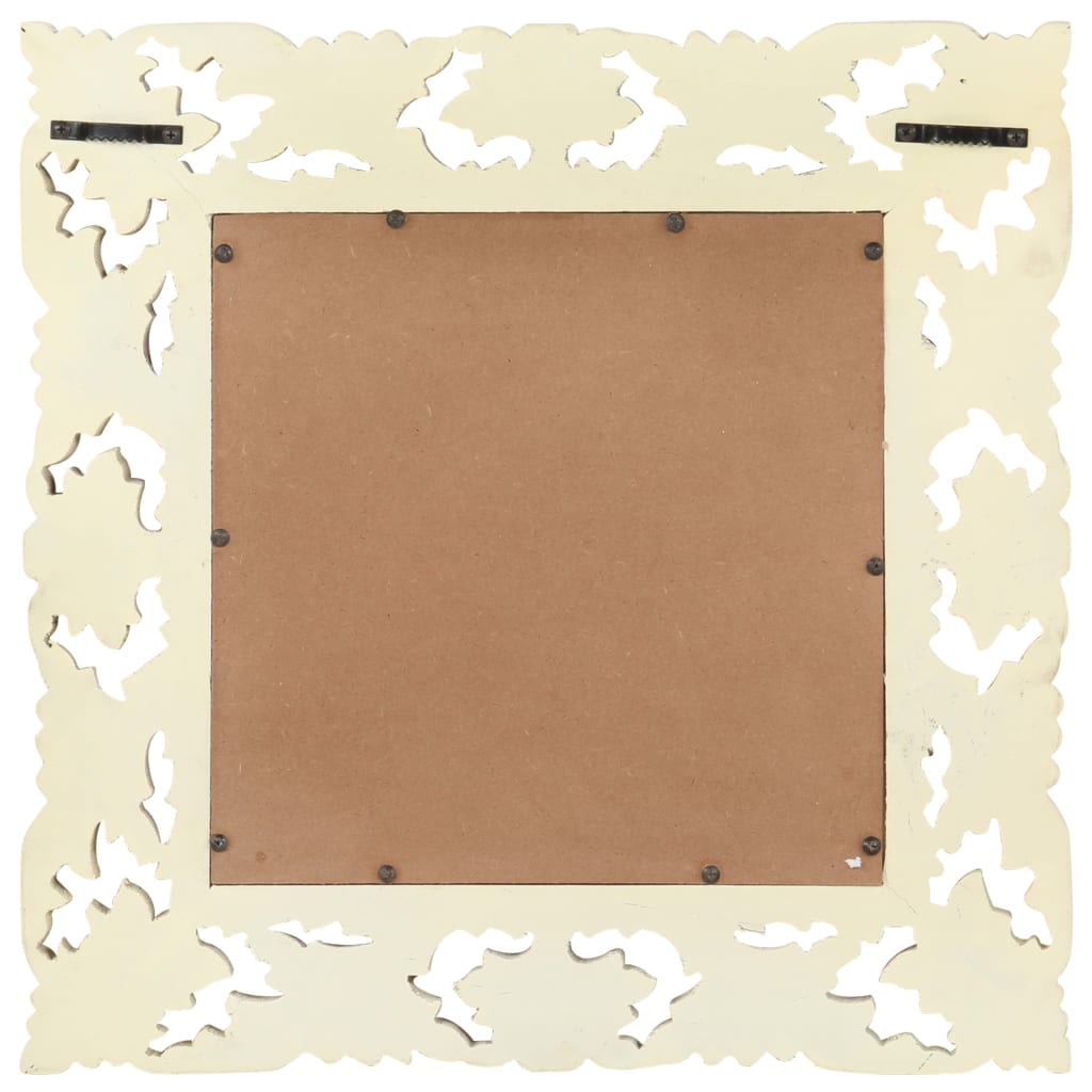 vidaXL Καθρέφτης Σκαλιστός στο Χέρι Λευκός 50x50 εκ. Μασίφ Ξύλο Μάνγκο