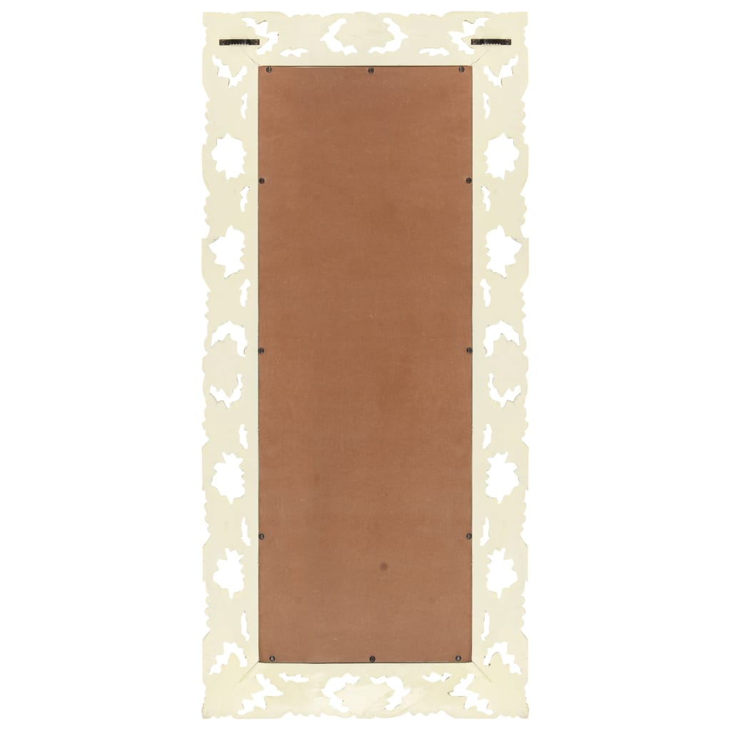 vidaXL Καθρέφτης Σκαλιστός στο Χέρι Λευκός 110x50 εκ Μασίφ Ξύλο Μάνγκο