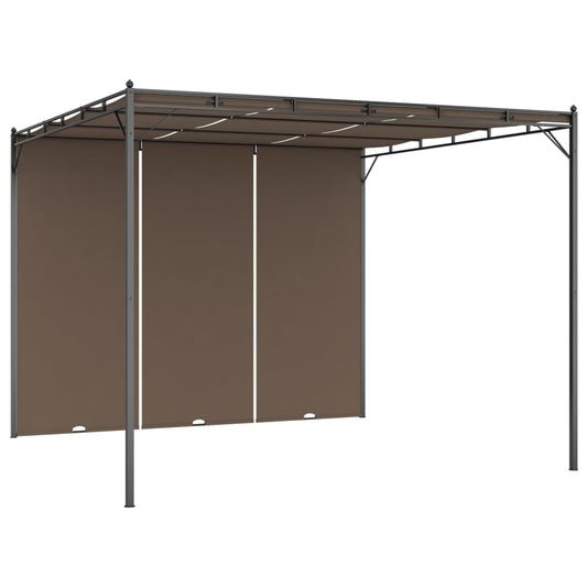 vidaXL Κιόσκι Κήπου Taupe 3 x 3 x 2,25 μ. με Πλαϊνή Κουρτίνα