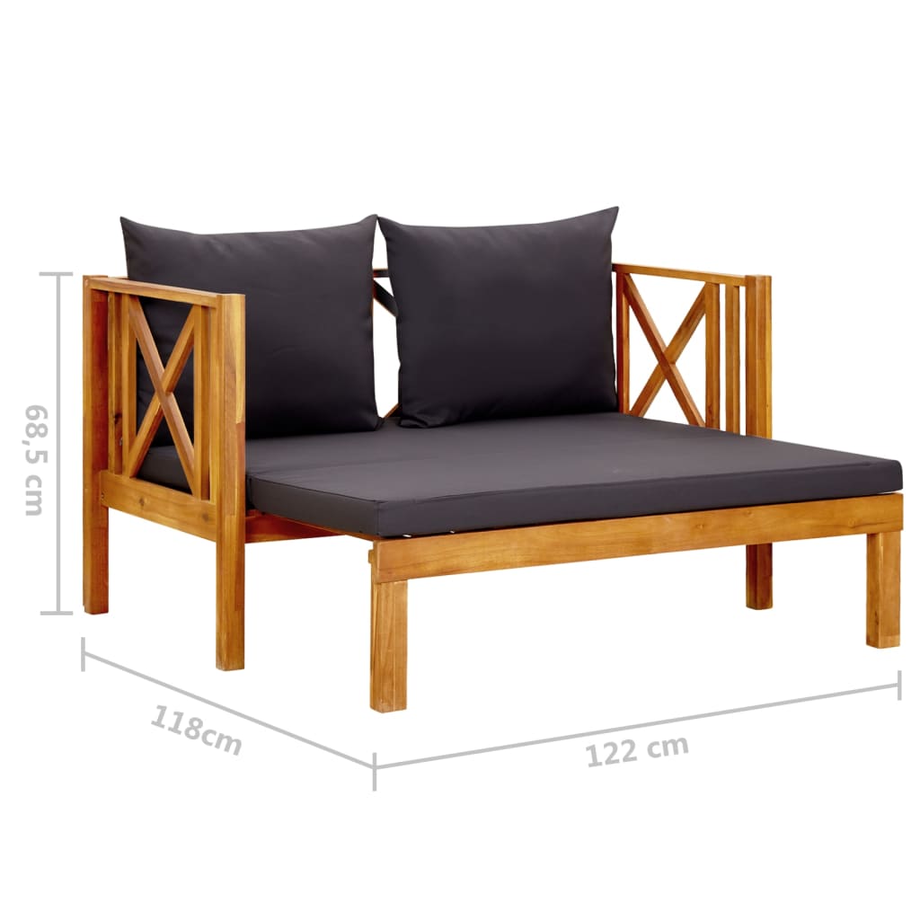 vidaXL Παγκάκι Κήπου Διθέσιο 122 εκ. Μασίφ Ξύλο Ακακίας με Μαξιλάρια