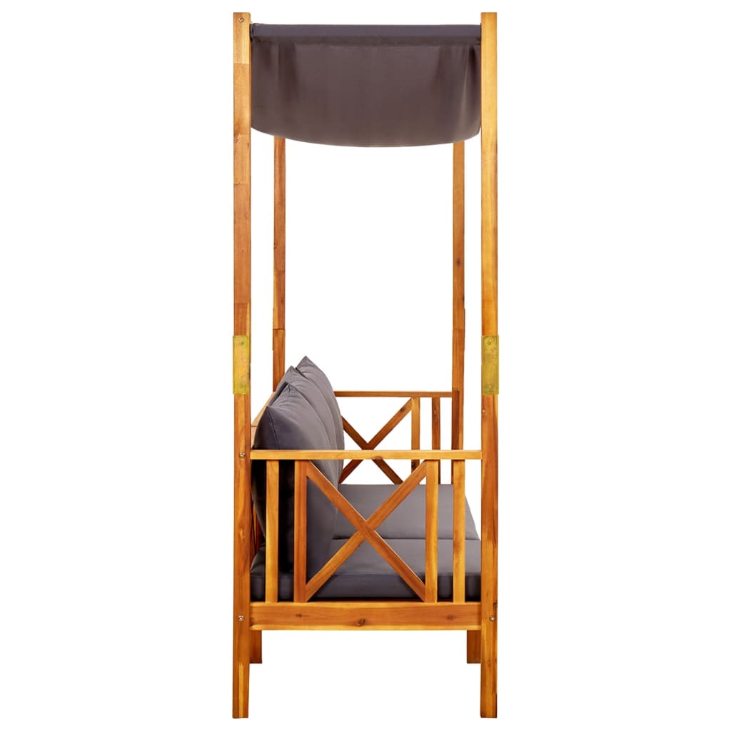 vidaXL Παγκάκι Κήπου με Σκίαστρο από Μασίφ Ξύλο Ακακίας