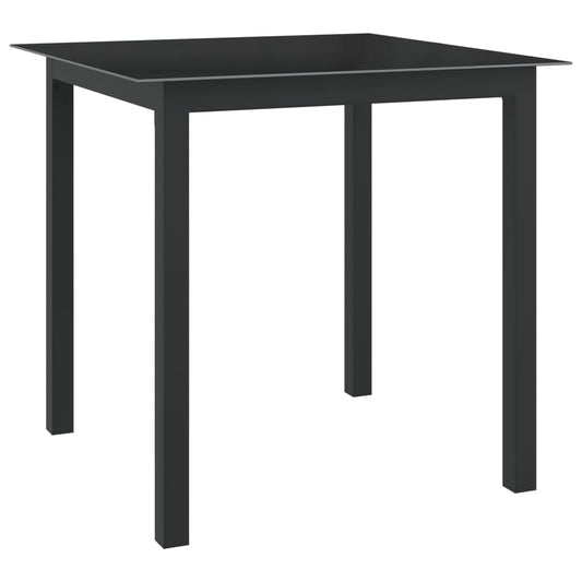 vidaXL Τραπέζι Κήπου Μαύρο 80 x 80 x 74 εκ. από Αλουμίνιο / Γυαλί
