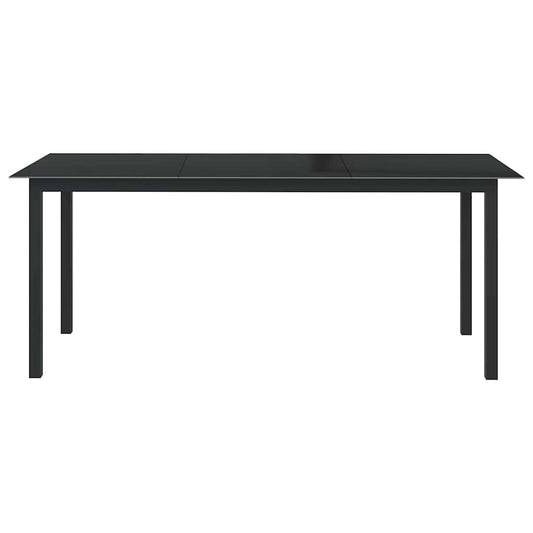 vidaXL Τραπέζι Κήπου Μαύρο 190 x 90 x 74 εκ. από Αλουμίνιο / Γυαλί