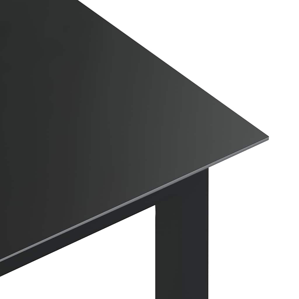 vidaXL Τραπέζι Κήπου Μαύρο 190 x 90 x 74 εκ. από Αλουμίνιο / Γυαλί