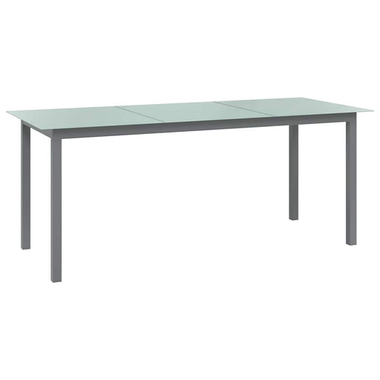 vidaXL Τραπέζι Κήπου Ανοιχτό Γκρι 190x90x74 εκ. από Αλουμίνιο / Γυαλί