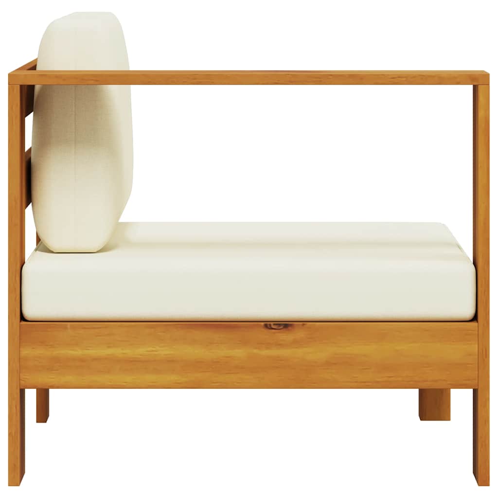 vidaXL Καναπές Μεσαίος με 1 Μπράτσο Λευκός Κρεμ από Μασίφ Ξύλο Ακακίας