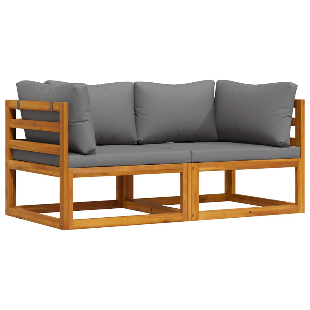 vidaXL Γωνιακοί Καναπέδες Τμηματικοί 2 τεμ. με Σκούρα Γκρι Μαξιλάρια