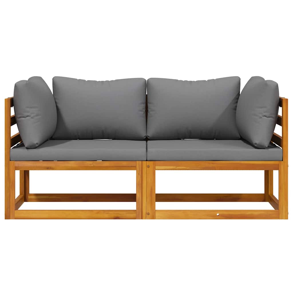 vidaXL Γωνιακοί Καναπέδες Τμηματικοί 2 τεμ. με Σκούρα Γκρι Μαξιλάρια