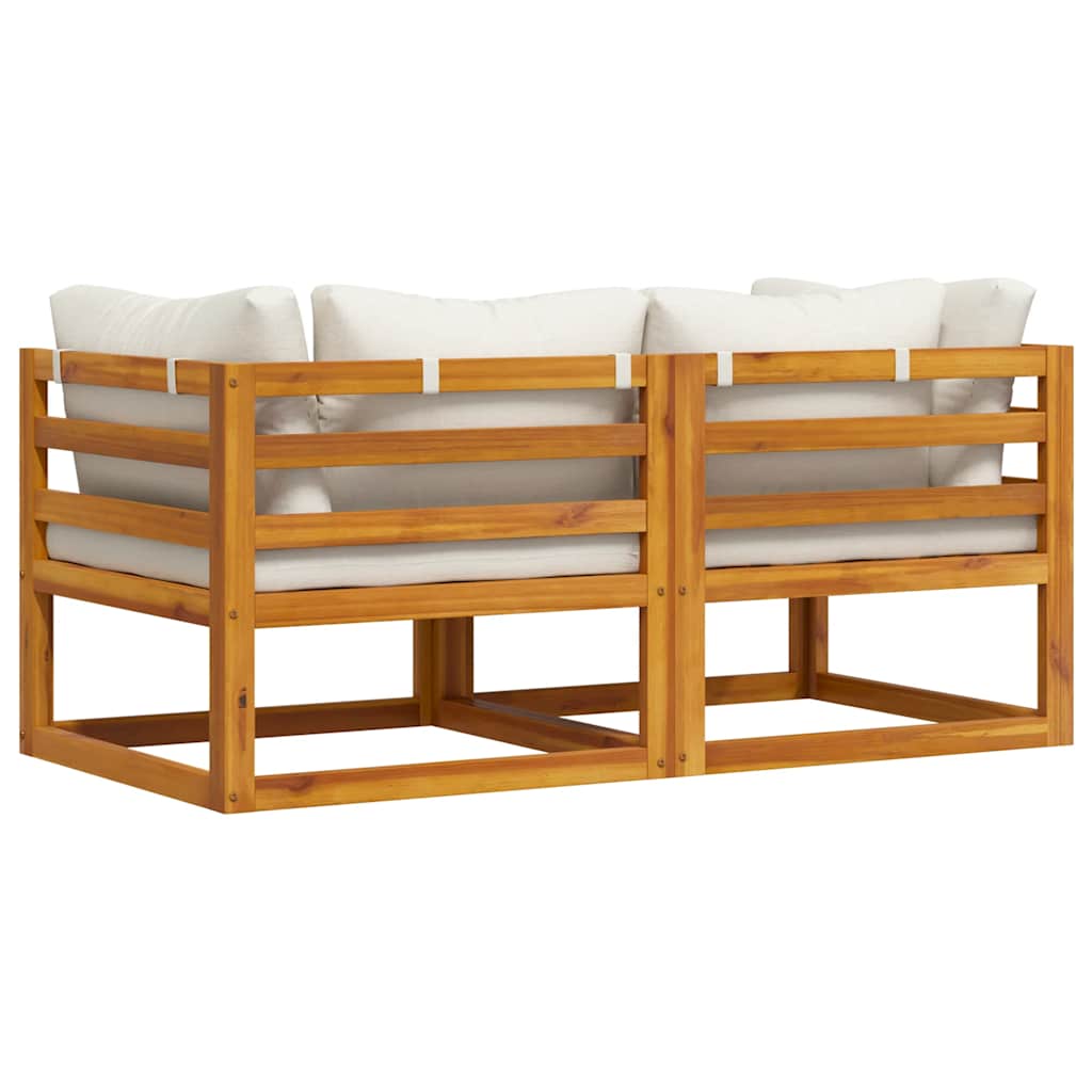 vidaXL Γωνιακοί Καναπέδες Τμηματικοί 2 τεμ. με Λευκά Κρεμ Μαξιλάρια