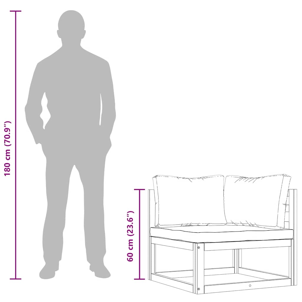 vidaXL Καναπές Γωνιακός Τμηματικός Μασίφ Ξύλο Ακακίας με Κρεμ Μαξιλάρι