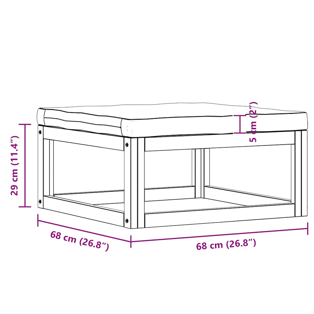 vidaXL Υποπόδιο απο Μασίφ Ξύλο Ακακίας με Σκούρο Γκρι Μαξιλάρι