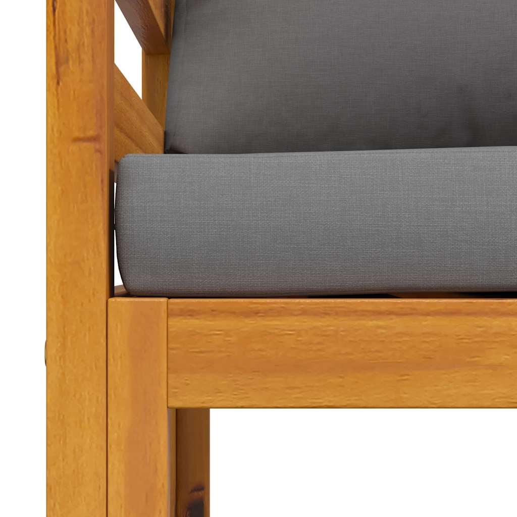 vidaXL Καρέκλα Κήπου από Μασίφ Ξύλο Ακακίας με Σκούρα Γκρι Μαξιλάρια