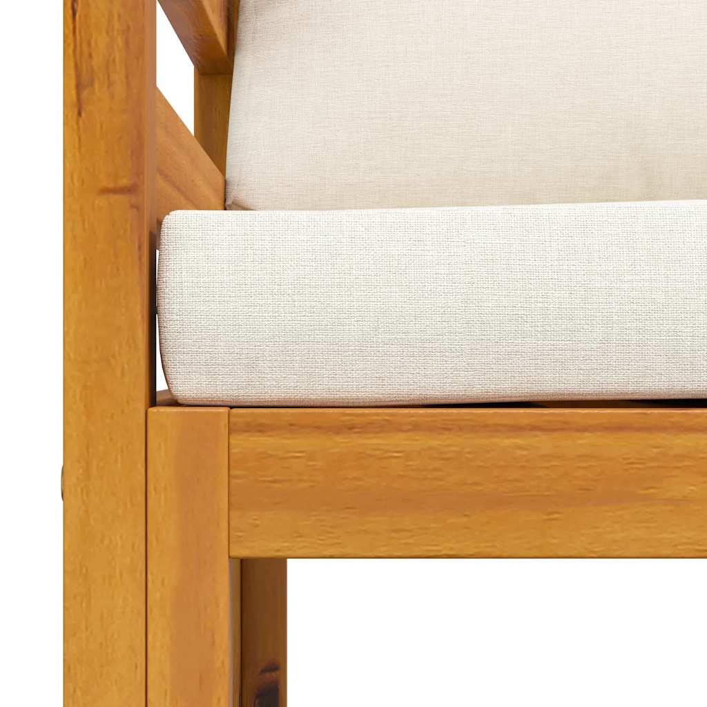 vidaXL Καρέκλα Κήπου από Μασίφ Ξύλο Ακακίας με Κρεμ Μαξιλάρια