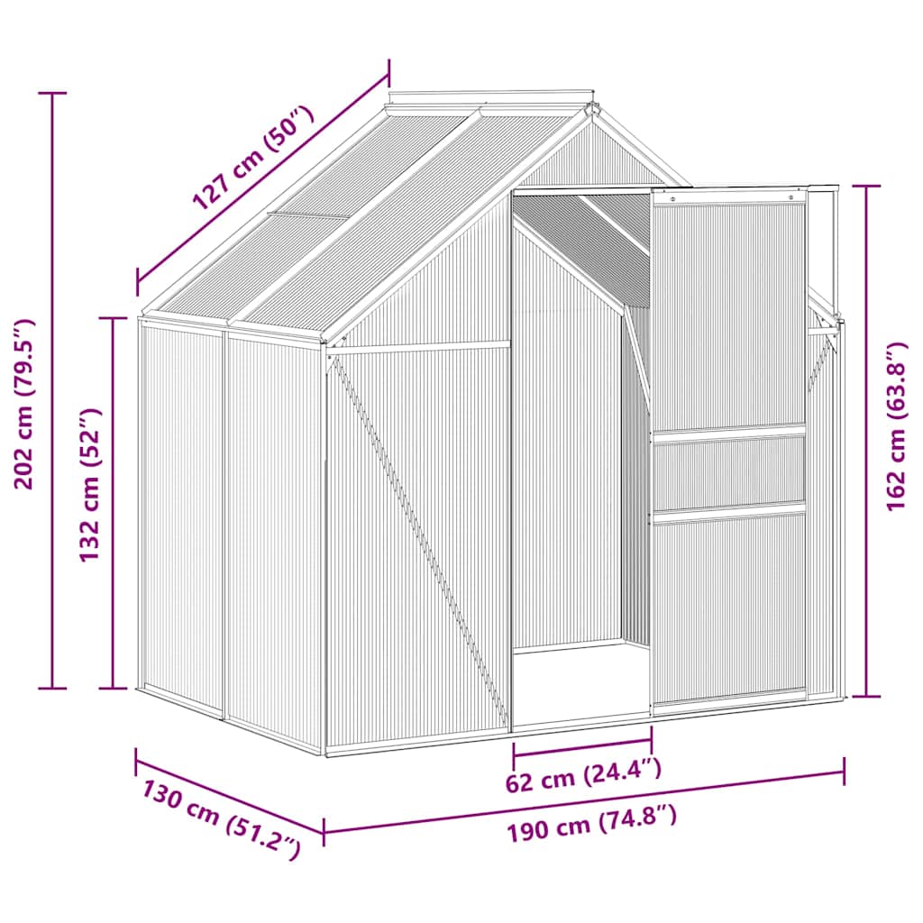 vidaXL Θερμοκήπιο Ανθρακί 2,47 μ³ Αλουμινίου