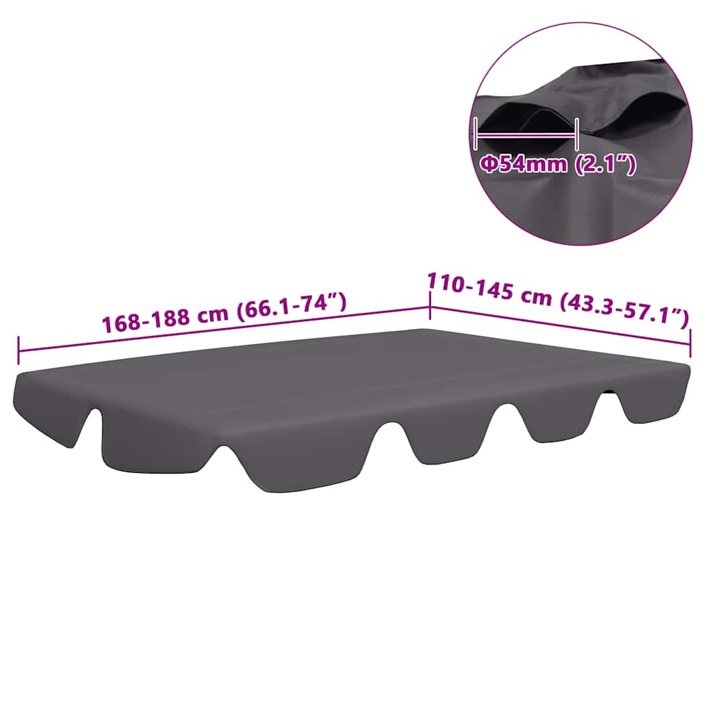 vidaXL Πανί Ανταλλακτικό για Κούνια Κήπου Ανθρακί 188/168 x 145/110εκ.