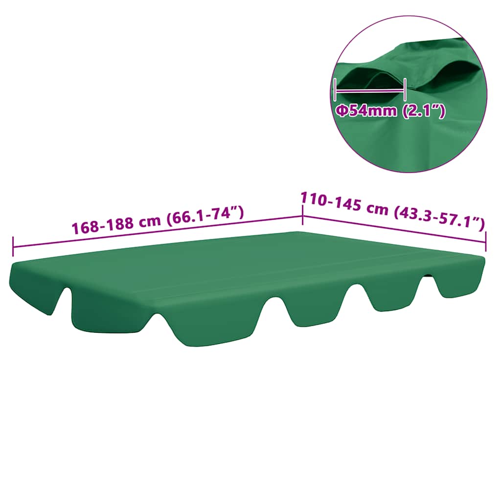 vidaXL Πανί Ανταλλακτικό για Κούνια Κήπου Πράσινο 188/168 x 145/110εκ.