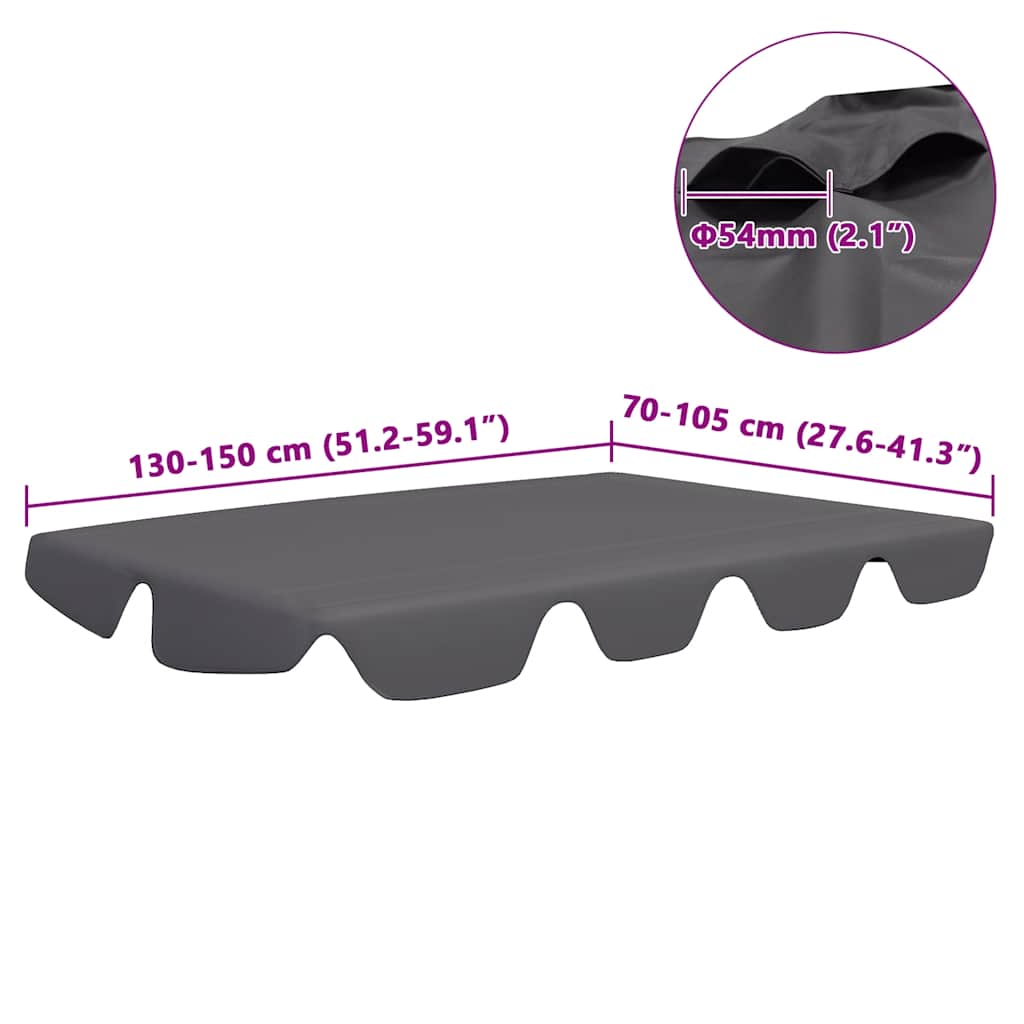 vidaXL Πανί Ανταλλακτικό για Κούνια Κήπου Ανθρακί 150/130x105/70 εκ.