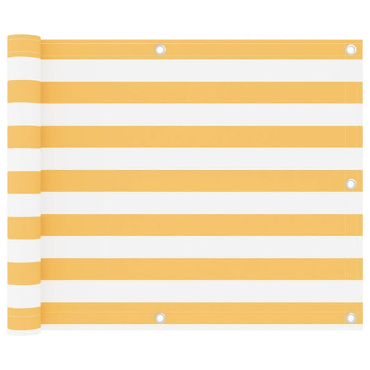vidaXL Διαχωριστικό Βεράντας Λευκό/Κίτρινο 75 x 500 εκ. Ύφασμα Oxford