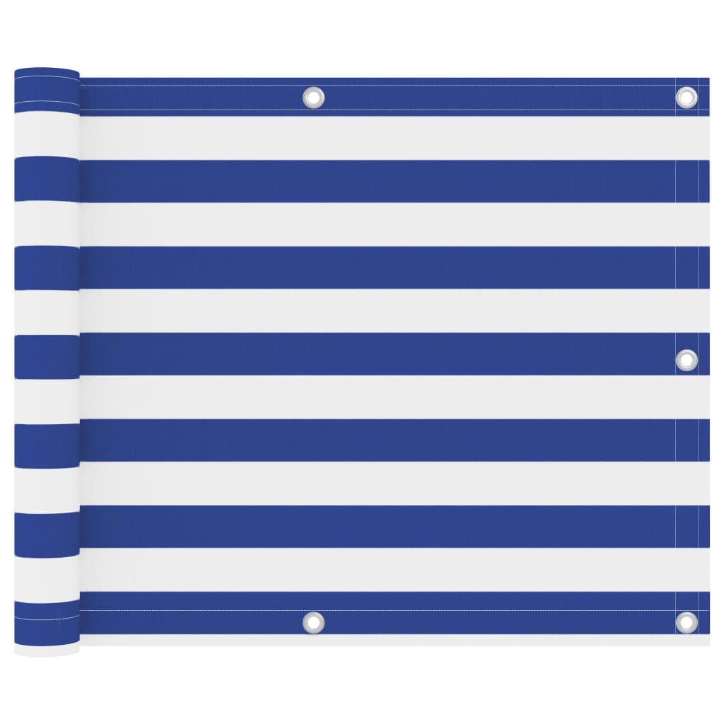 vidaXL Διαχωριστικό Βεράντας Λευκό/Μπλε 75 x 300 εκ. Ύφασμα Oxford