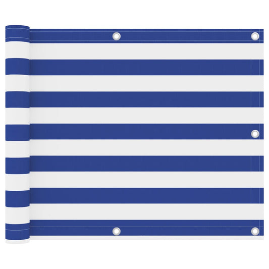 vidaXL Διαχωριστικό Βεράντας Λευκό/Μπλε 75 x 300 εκ. Ύφασμα Oxford