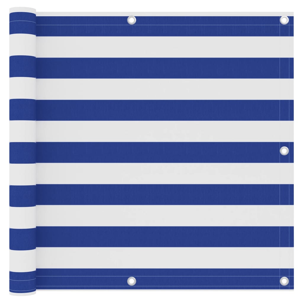 vidaXL Διαχωριστικό Βεράντας Λευκό/Μπλε 90 x 500 εκ. Ύφασμα Oxford