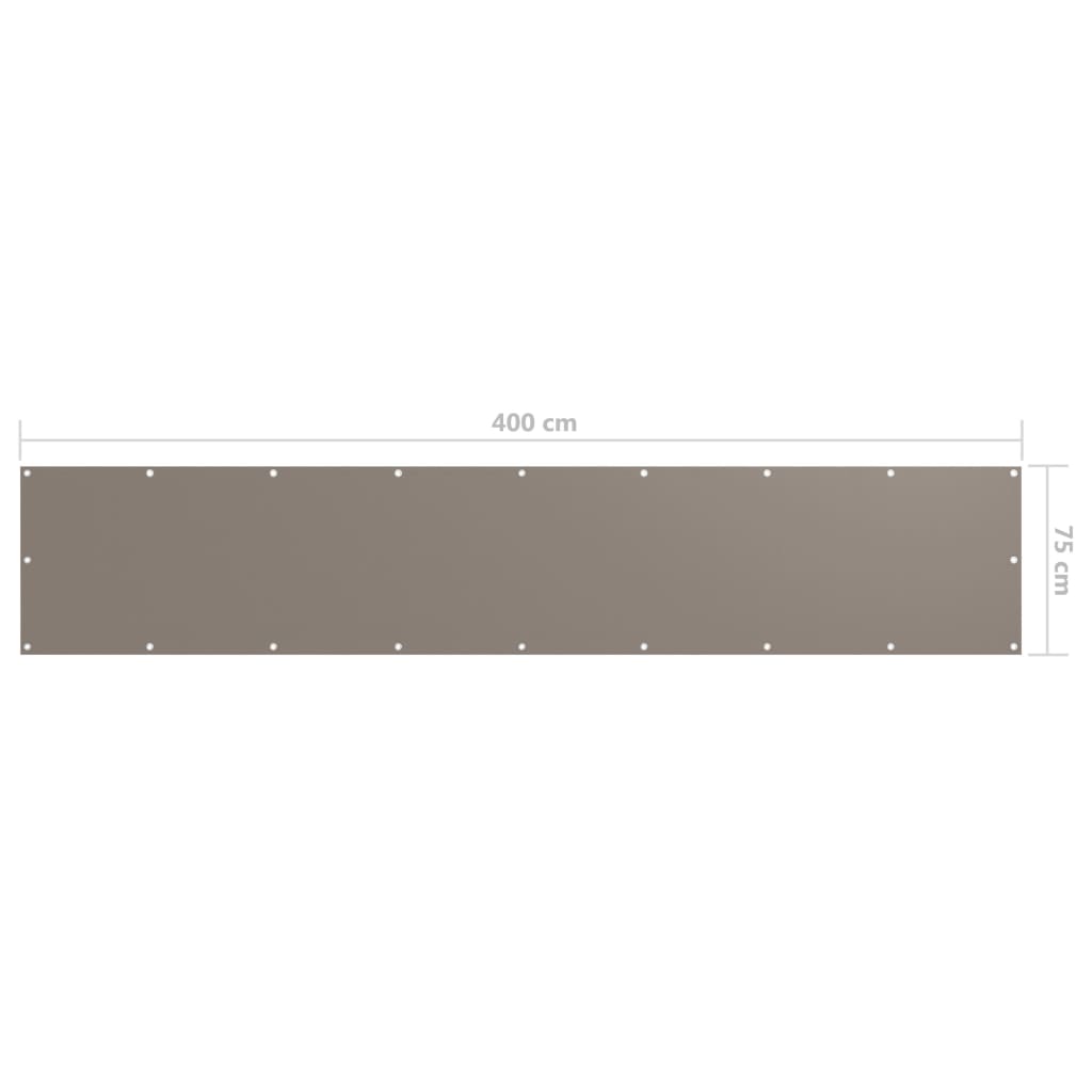 vidaXL Διαχωριστικό Βεράντας Taupe 75 x 400 εκ. Ύφασμα Oxford