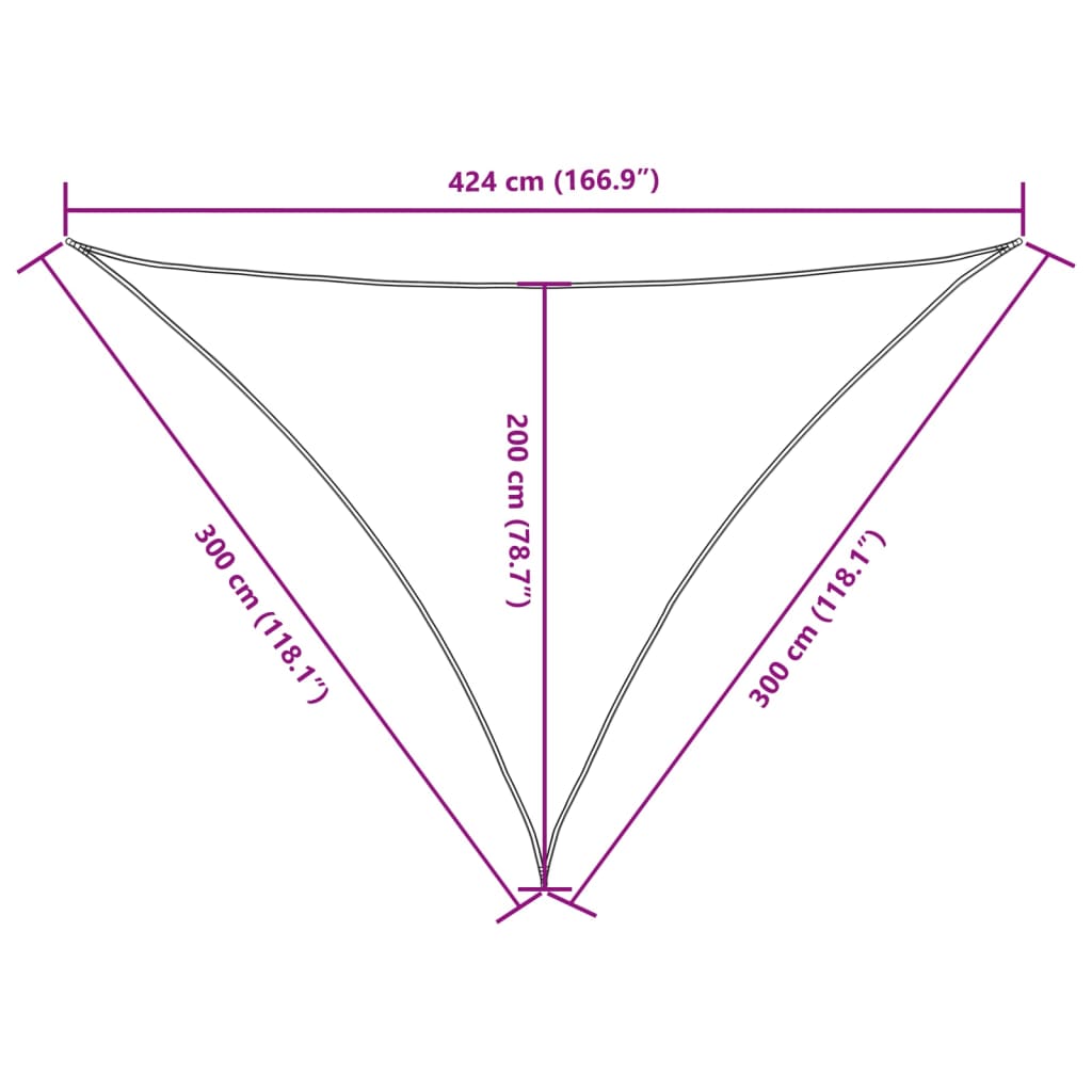 vidaXL Πανί Σκίασης Τρίγωνο Σκούρο Πράσινο 3x3x4,24 μ. Ύφασμα Oxford