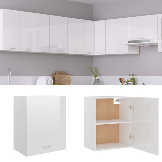 vidaXL Κρεμαστό Ντουλάπι "Lyon" Γυαλιστερό Λευκό 50x31x60 εκ. από Τεχνητό Ξύλο