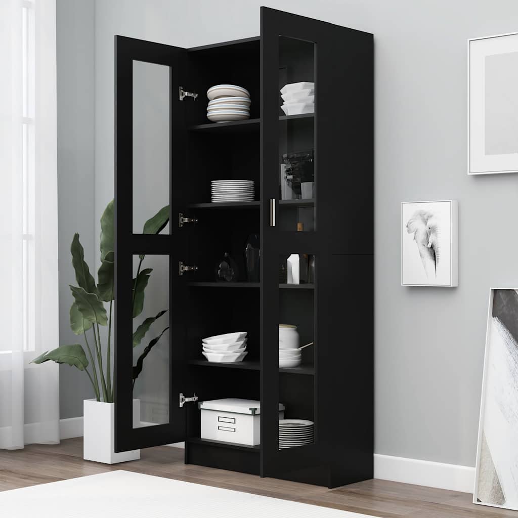 vidaXL Βιτρίνα Μαύρη 82,5 x 30,5 x 185 εκ. Επεξ. Ξύλο