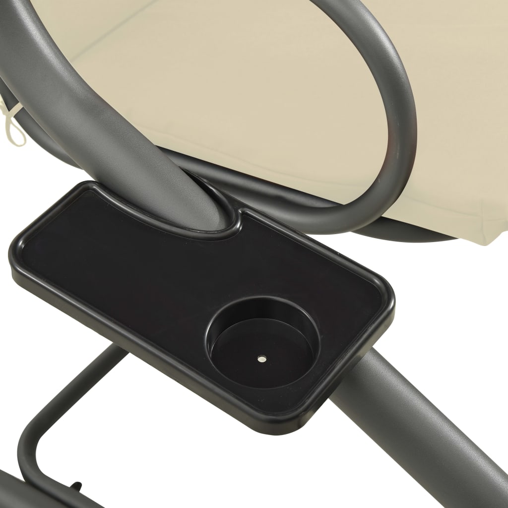 vidaXL Παγκάκι Κούνια Εξωτερικού Χώρου Λευκό της Άμμου με Σκίαστρο