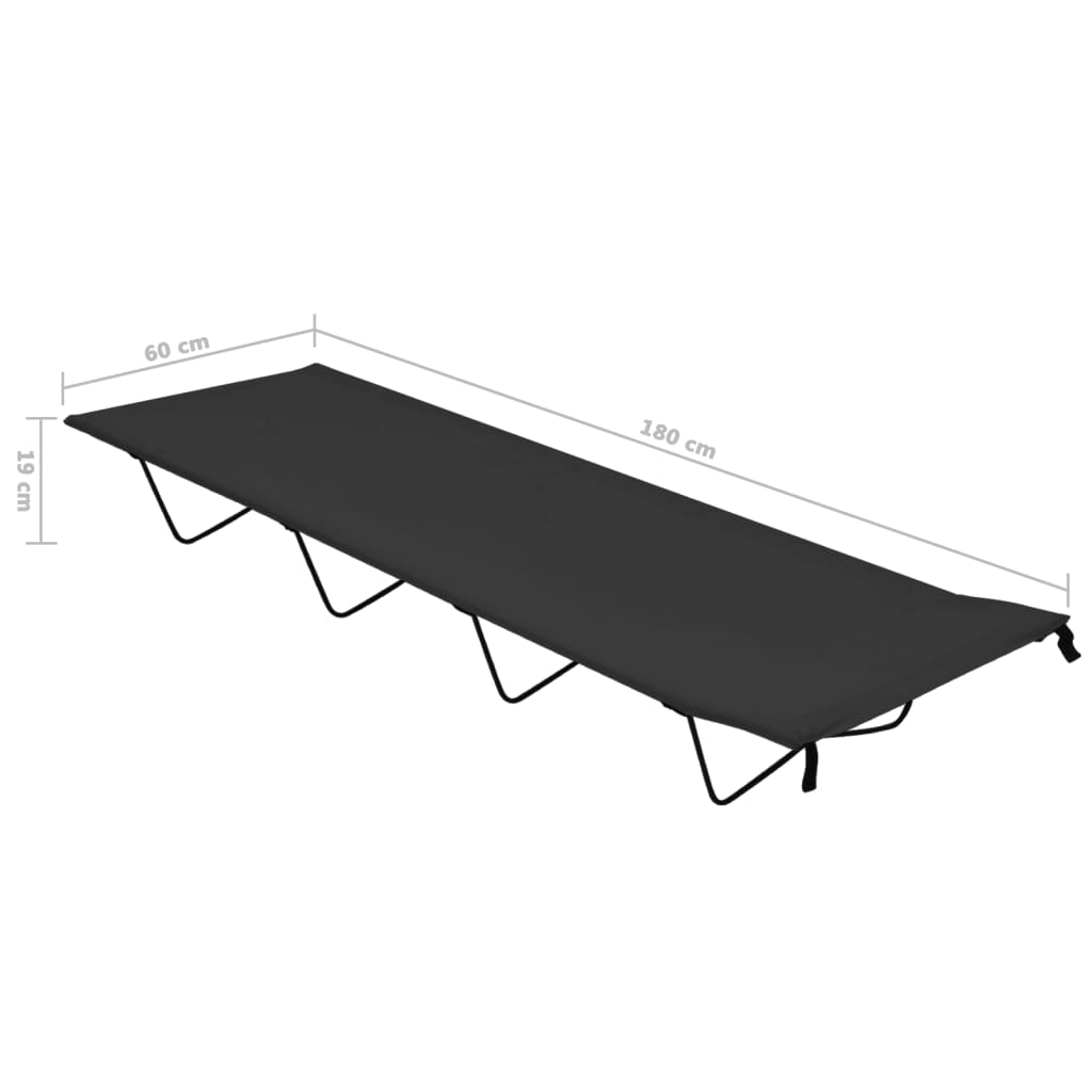 vidaXL Κρεβάτι Κάμπινγκ Μαύρο 180x60x19 εκ. Ύφασμα Oxford και Ατσάλι