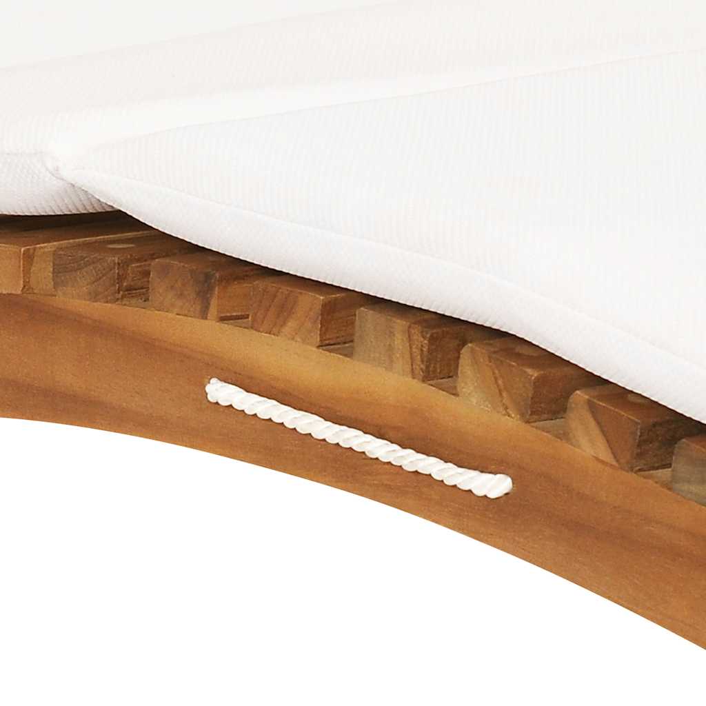 vidaXL Ξαπλώστρα Πτυσσόμενη από Μασίφ Ξύλο Teak με Λευκό Κρεμ Μαξιλάρι