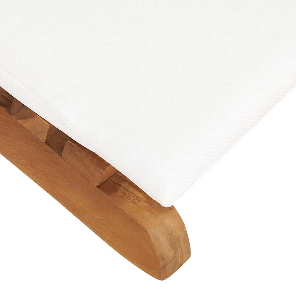 vidaXL Ξαπλώστρα Πτυσσόμενη από Μασίφ Ξύλο Teak με Λευκό Κρεμ Μαξιλάρι