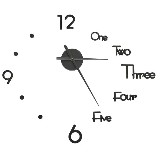 vidaXL Ρολόι Τοίχου Τρισδιάστατο Μοντέρνο Μαύρο 100 εκ. XXL