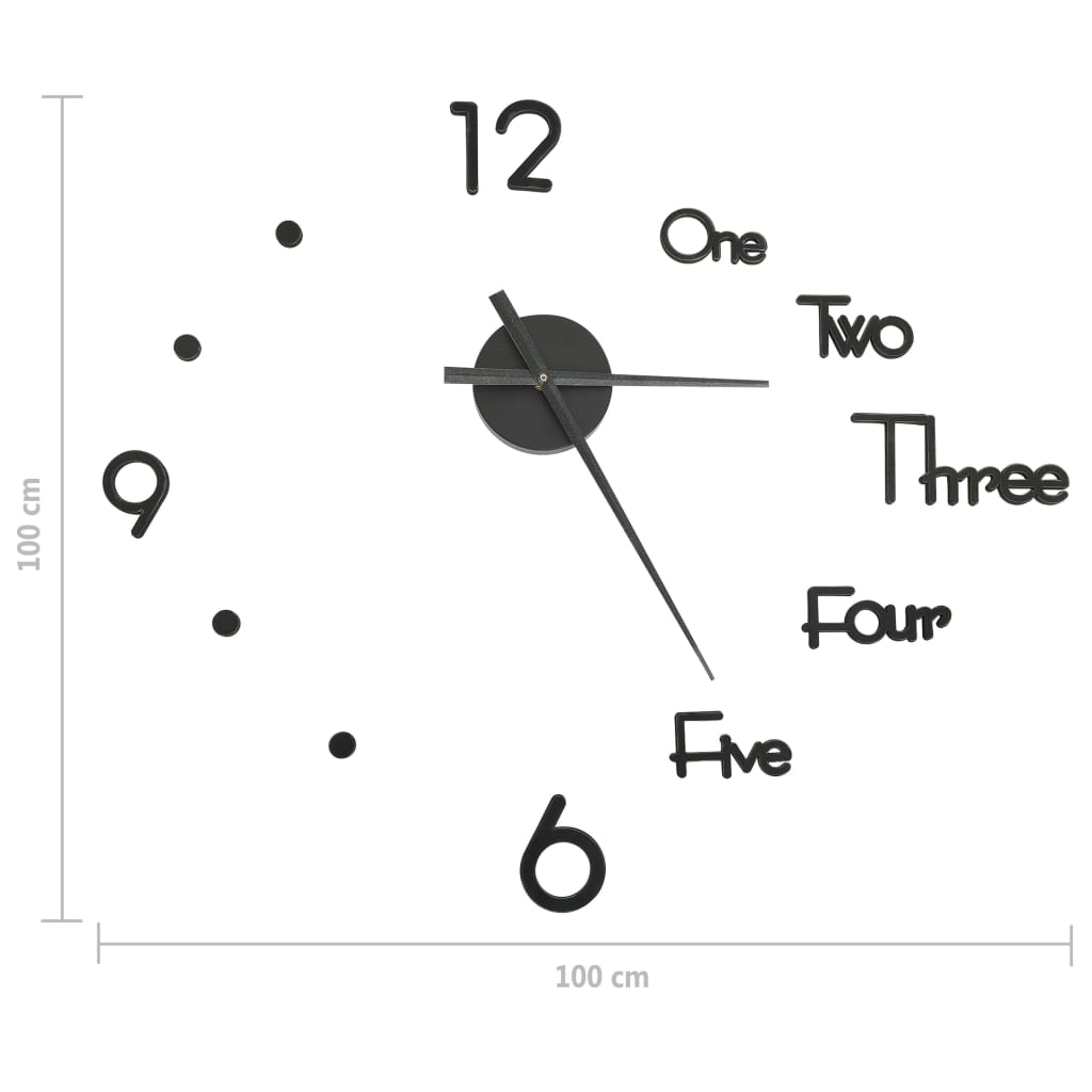 vidaXL Ρολόι Τοίχου Τρισδιάστατο Μοντέρνο Μαύρο 100 εκ. XXL