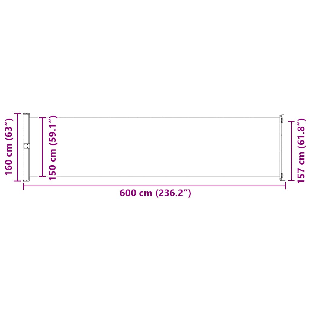 vidaXL Σκίαστρο Πλαϊνό Συρόμενο Βεράντας Κόκκινο 600 x 160 εκ.