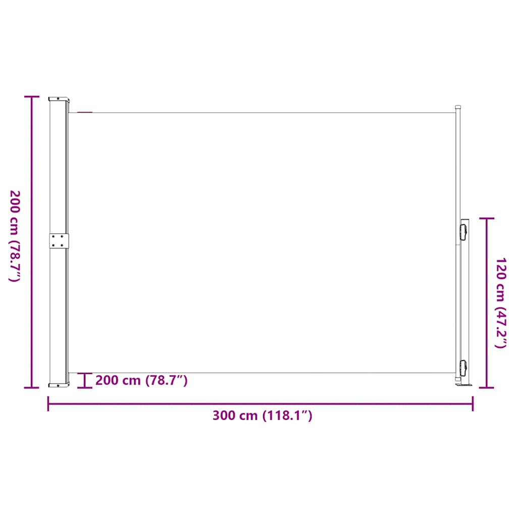 vidaXL Σκίαστρο Πλαϊνό Συρόμενο Βεράντας Γκρι 200 x 300 εκ.