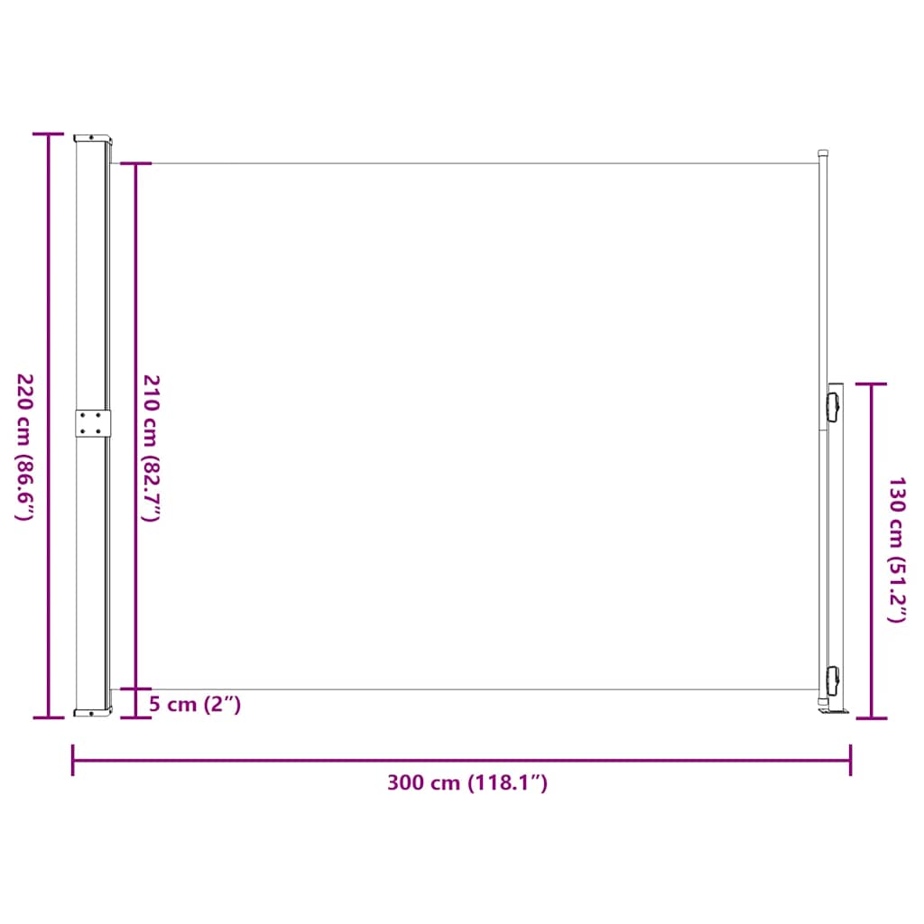 vidaXL Σκίαστρο Πλαϊνό Συρόμενο Βεράντας Κρεμ 220 x 300 εκ.