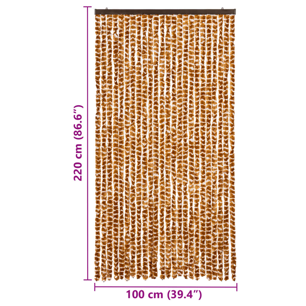 vidaXL Σήτα - Κουρτίνα Πόρτας Ώχρα / Λευκό 100 x 220 εκ. από Σενίλ