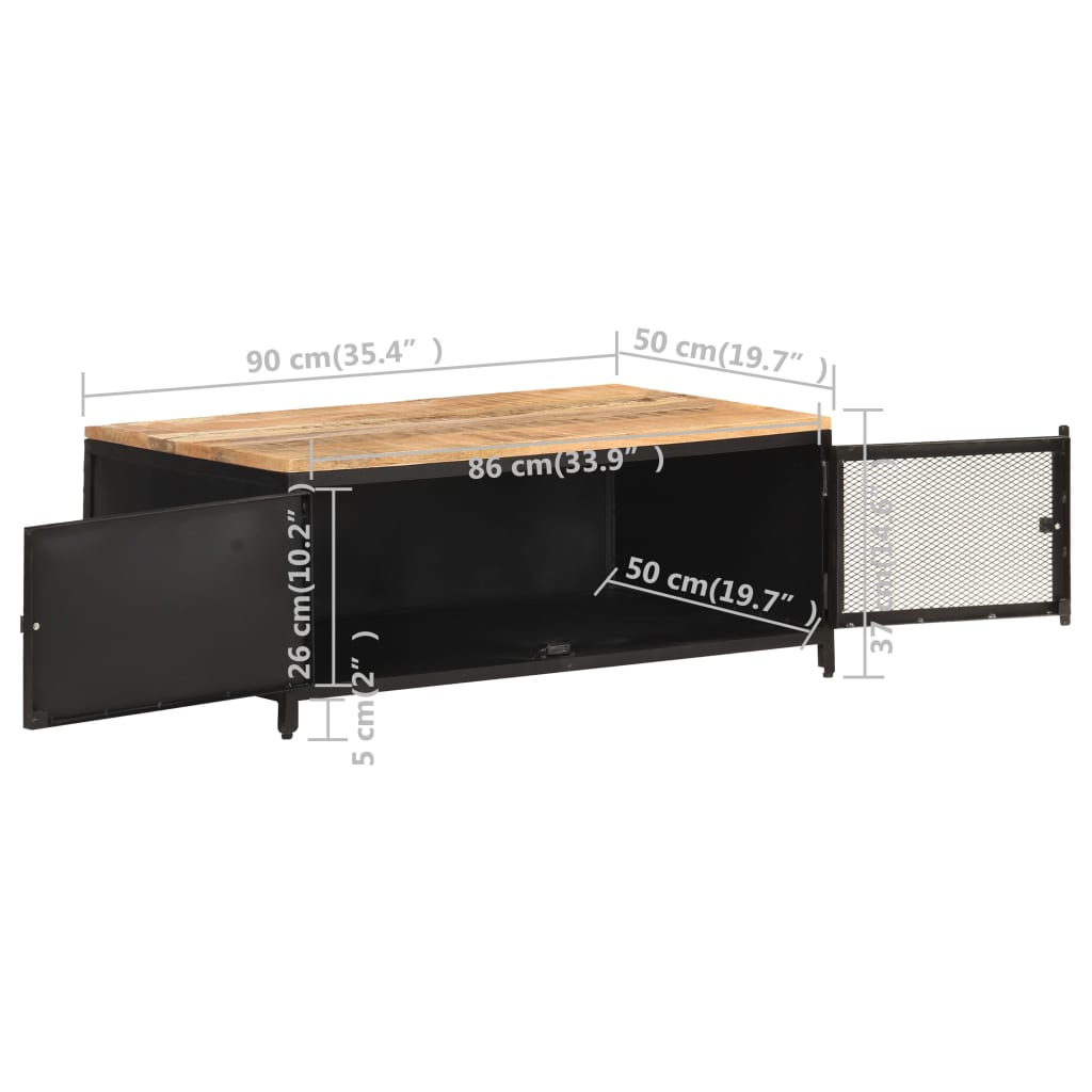 vidaXL Τραπεζάκι Σαλονιού 90x50x37 εκ. Μασίφ Ακατέργαστο Ξύλο Μάνγκο