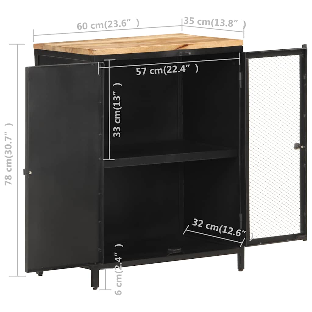 vidaXL Ντουλάπι 60 x 35 x 78 εκ. από Μασίφ Ακατέργαστο Ξύλο Μάνγκο
