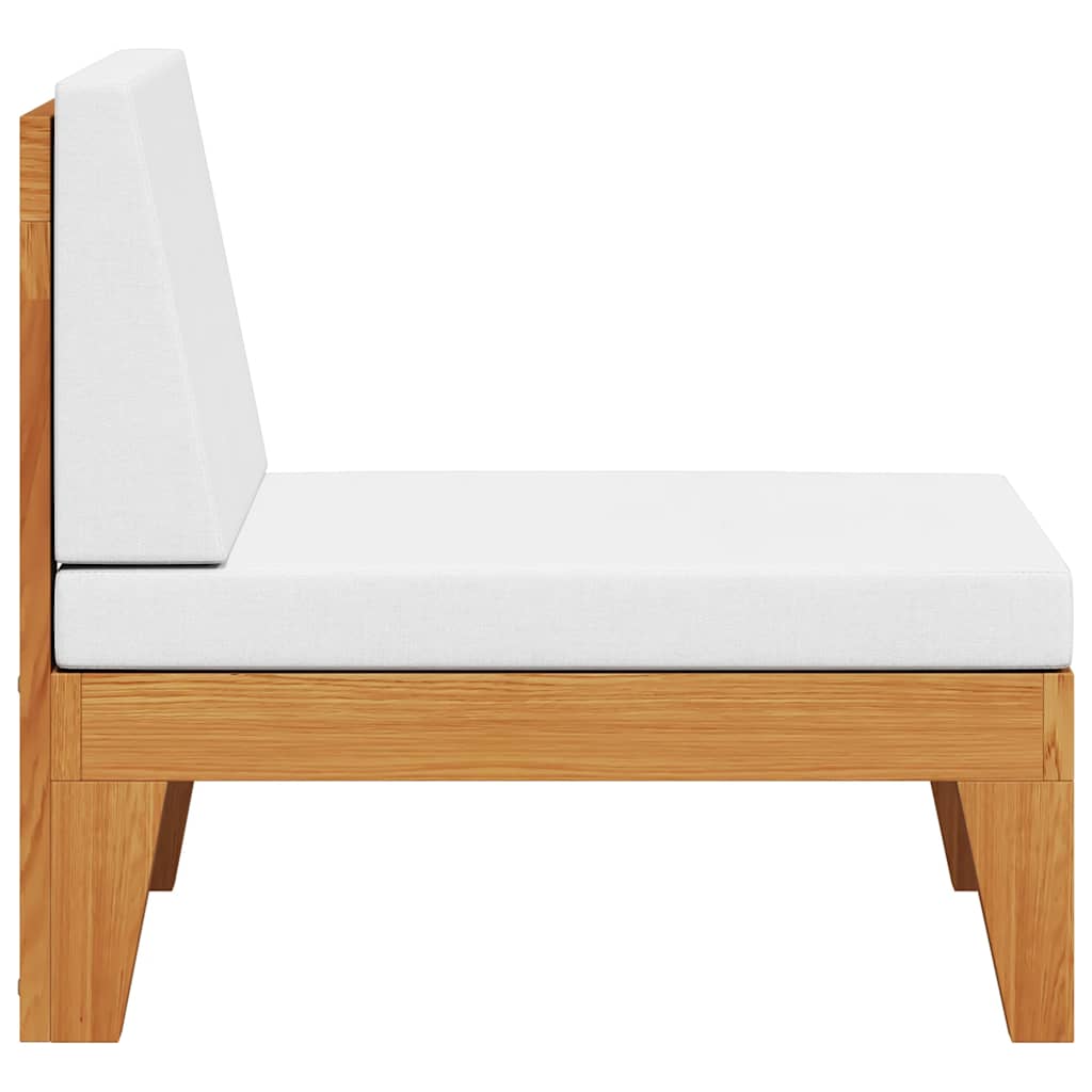 vidaXL Καναπές Μεσαίος Τμηματικός Μασίφ Ξύλο Ακακίας με Κρεμ Μαξιλάρια