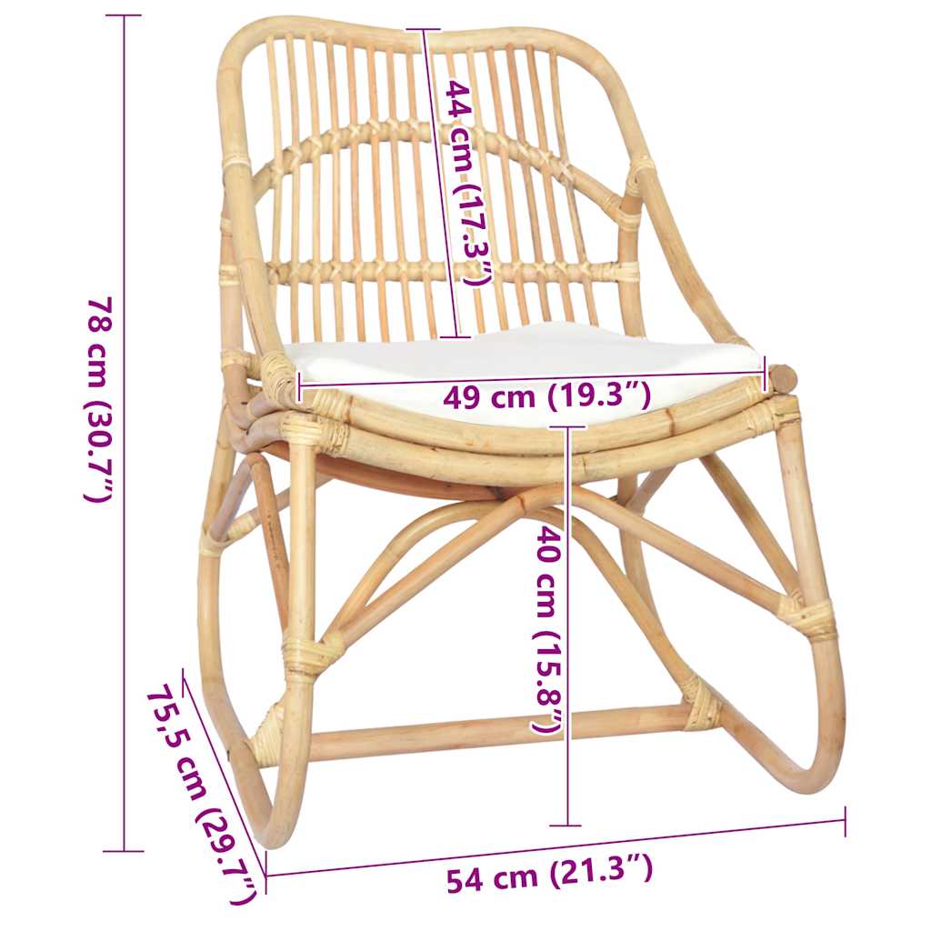 vidaXL Καρέκλα από Ρατάν και Λινό Ύφασμα