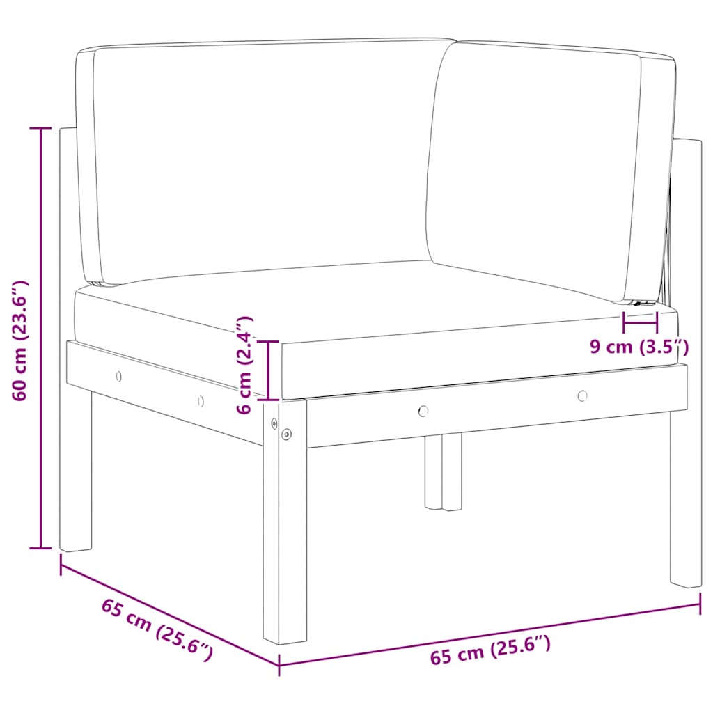 vidaXL Καναπέδες Κήπου Γωνιακοί 2 τεμ. Μασίφ Ξύλο Ακακίας με Μαξιλάρια