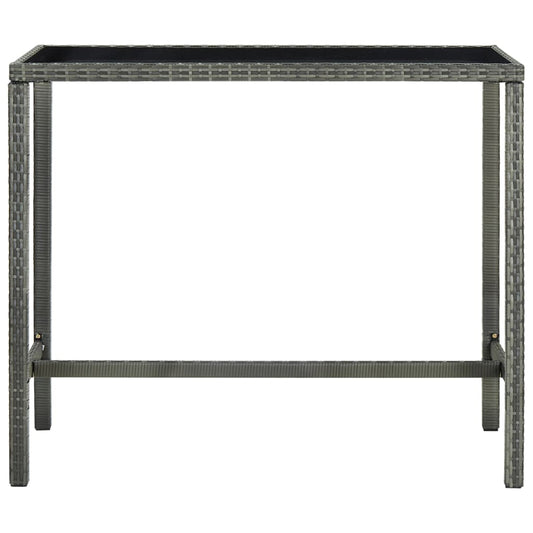 vidaXL Τραπέζι Μπαρ Κήπου Γκρι 130x60x110 εκ. Συνθετικό Ρατάν/Γυαλί