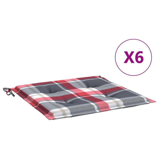 vidaXL Μαξιλάρια Καρέκλας 6τεμ Κόκκινο Καρό 40x40x4εκ. Ύφασμα Oxford