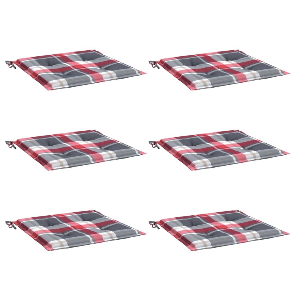 vidaXL Μαξιλάρια Καρέκλας 6τεμ Κόκκινο Καρό 40x40x4εκ. Ύφασμα Oxford