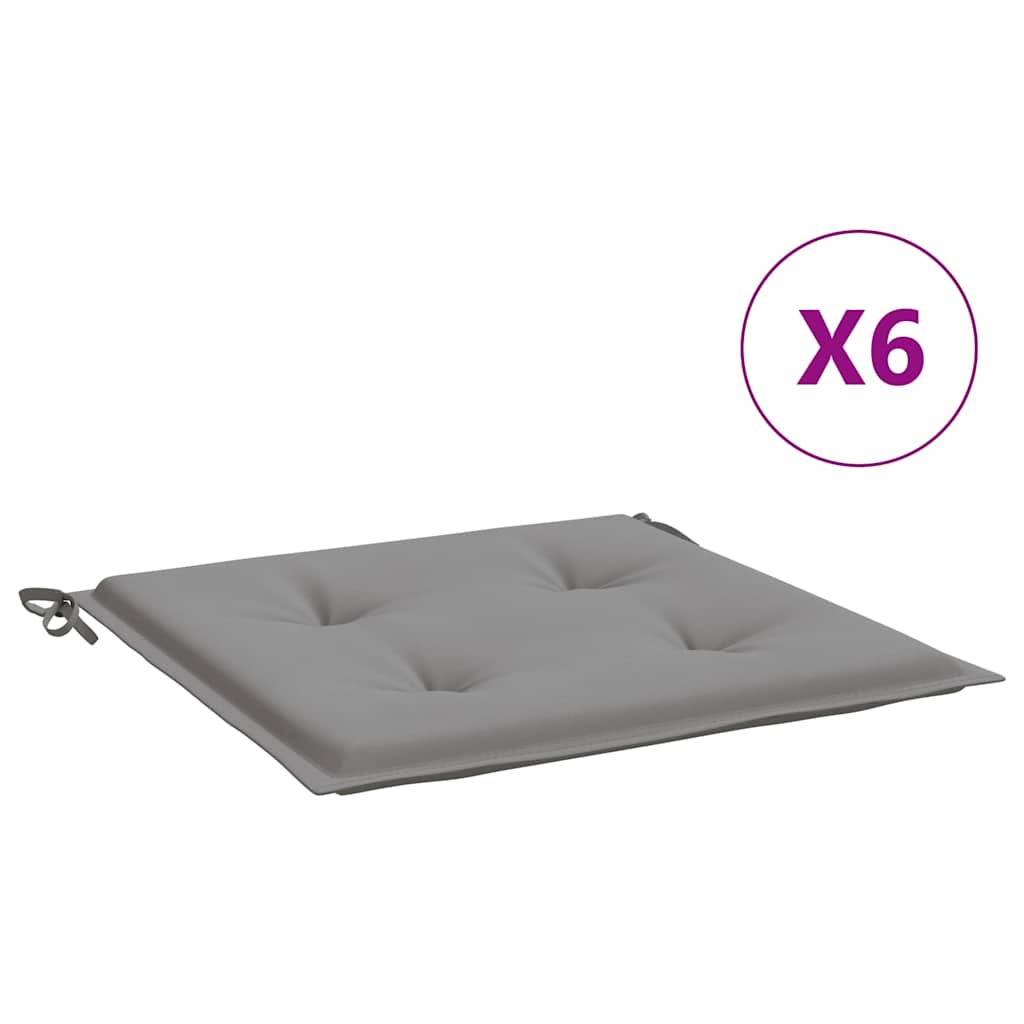 vidaXL Μαξιλάρια Καρέκλας Κήπου 6 τεμ. Γκρι 50x50x3 εκ. Ύφασμα Oxford